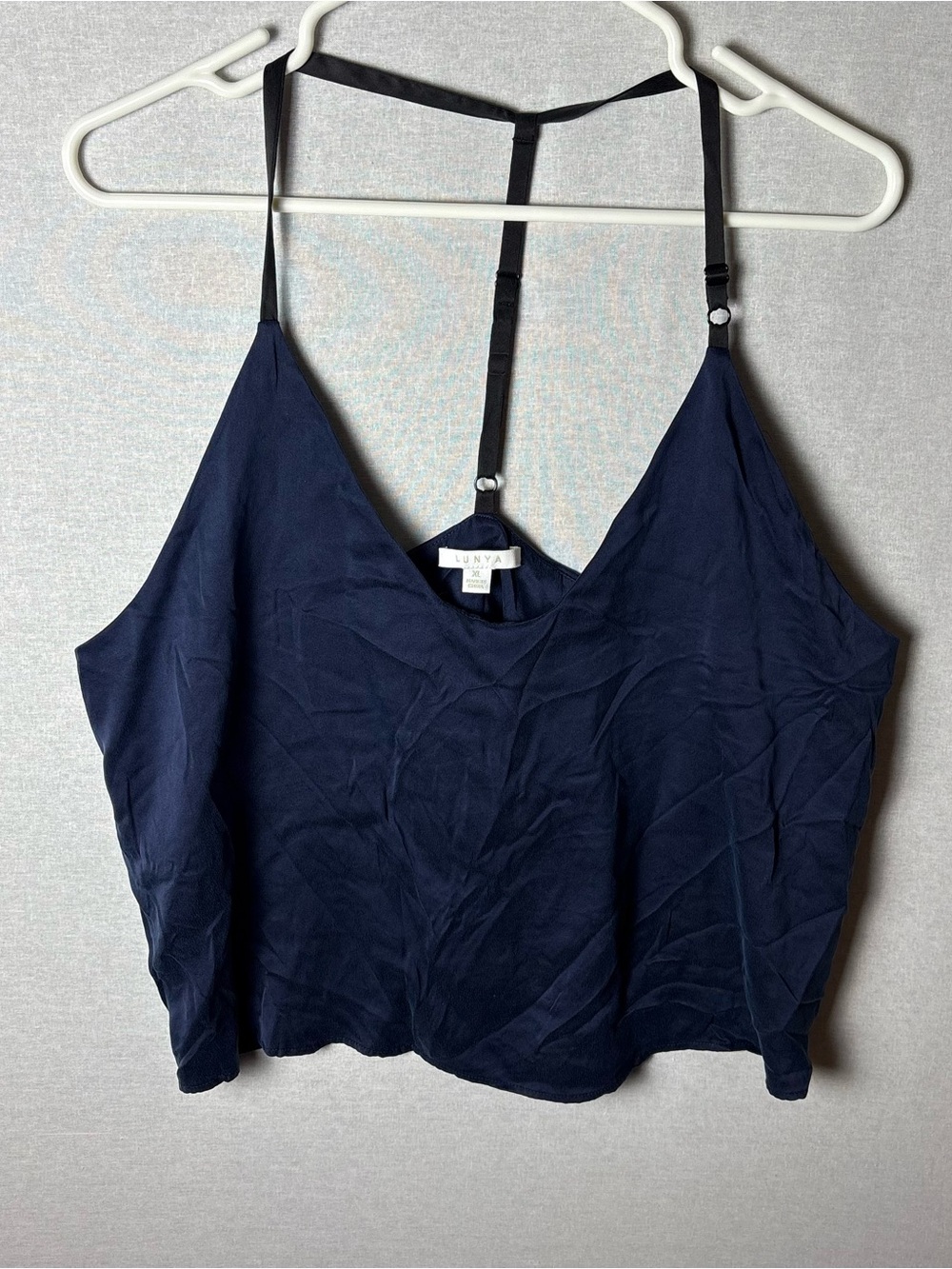 LUNYA 100% Silk cami tank top Blue Size XL